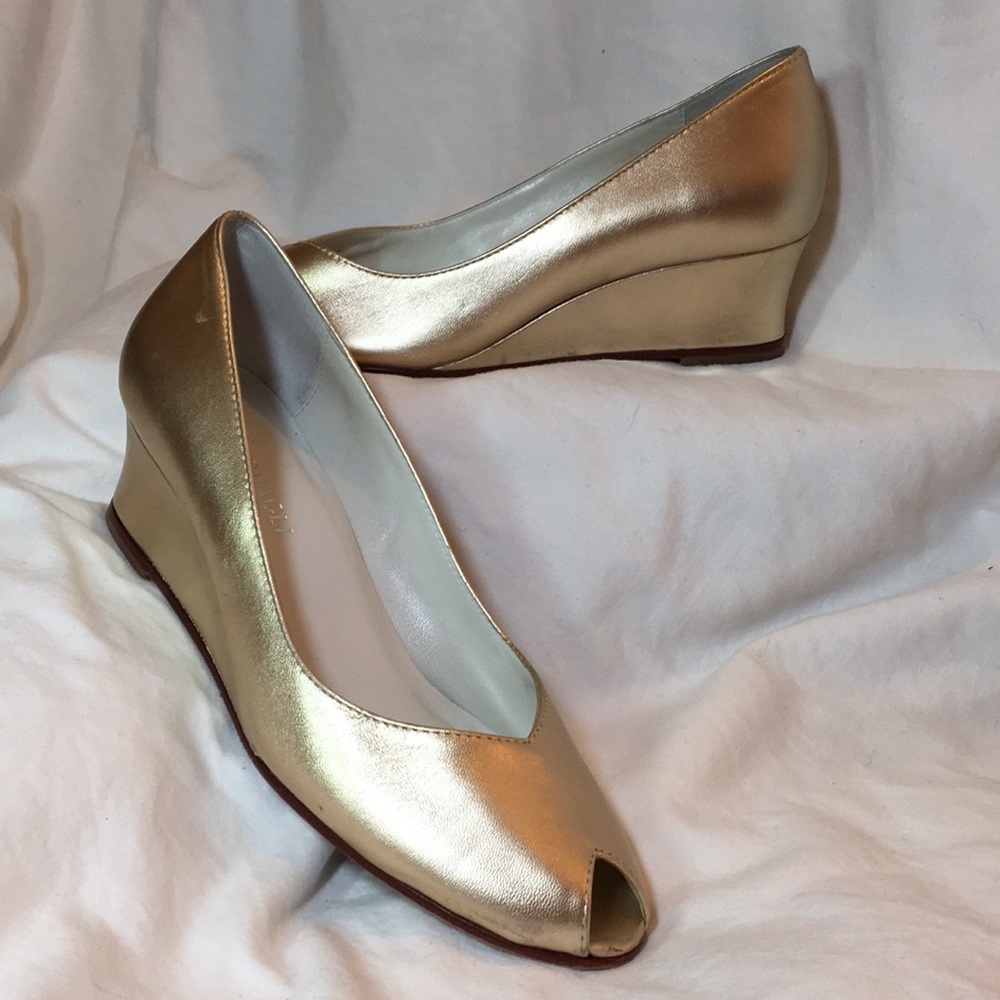Brunomagli gold open toe heel.